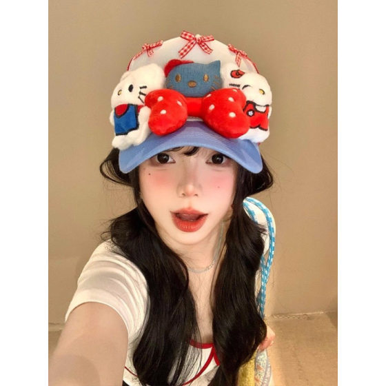 Cute Kitty Cat Bow Cap Children Y2K Breathable Baseball Cap 2025 New