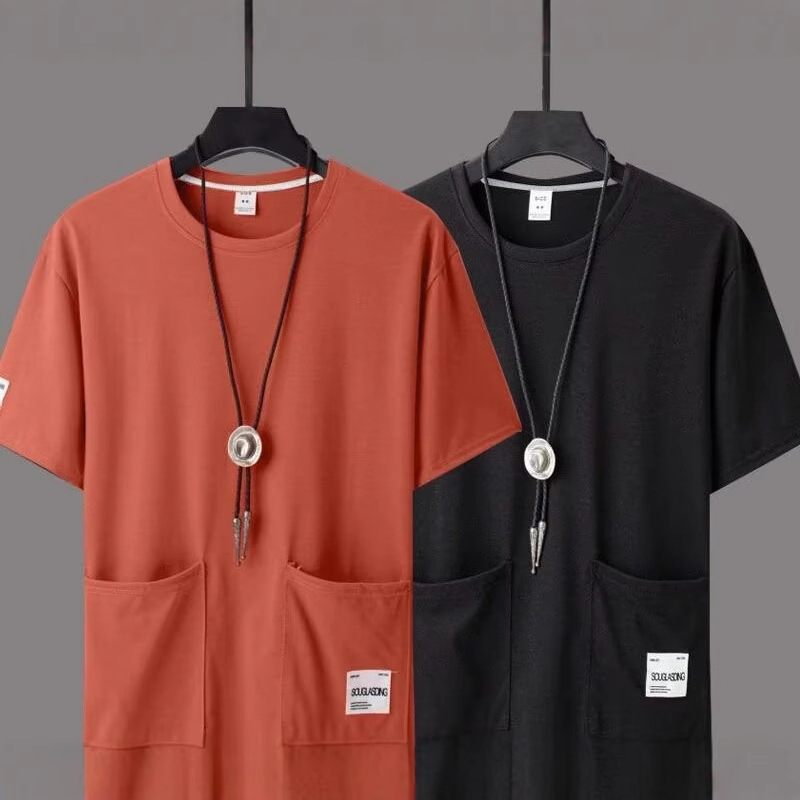 Spring and Summer New Short-sleeved T-shirt with Pocket Design Men's Oversized Short-sleeved Loose Thin Casual Top