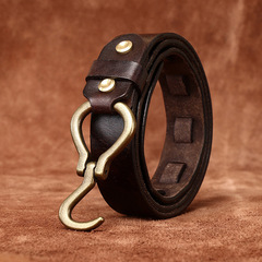 Italian thickened vegetable-tanned leather belt men's genuine leather copper hook retro personality trendy waist belt universal style braided