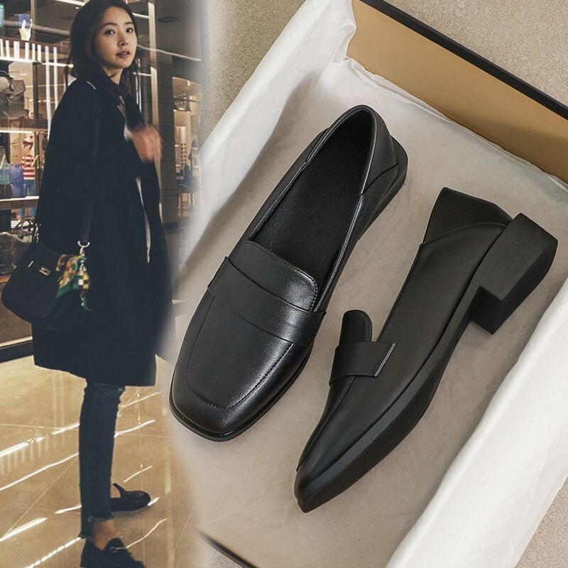 Women's Genuine Leather Loafers 2026 New Spring/Autumn British Style Black Comfortable Fleece-Lined Flat Work Soft Sole Shoes Women's Genuine Leather Loafers 2026 New Spring/Autumn British Style Black Comfortable Fleece-Lined Flat Work Soft Sole Shoes