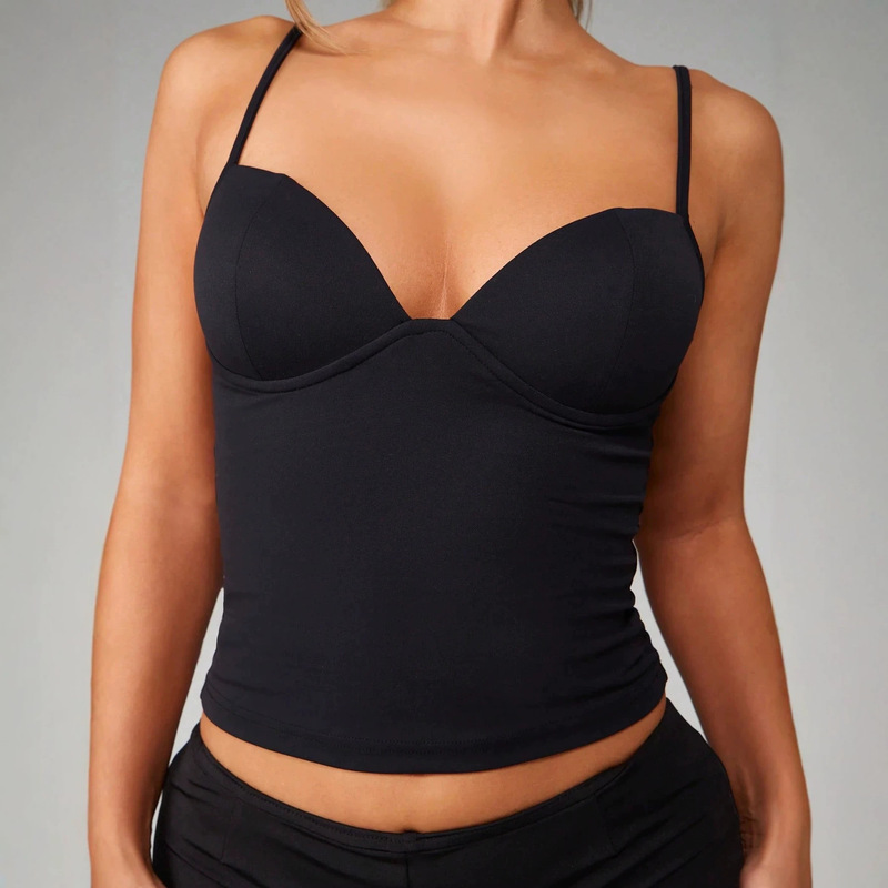 European and American cross-border bestseller: simple solid color spaghetti strap camisole, sexy slim-fit short backless versatile base shirt European and American cross-border bestseller: simple solid color spaghetti strap camisole, sexy slim-fit short backless versatile base shirt