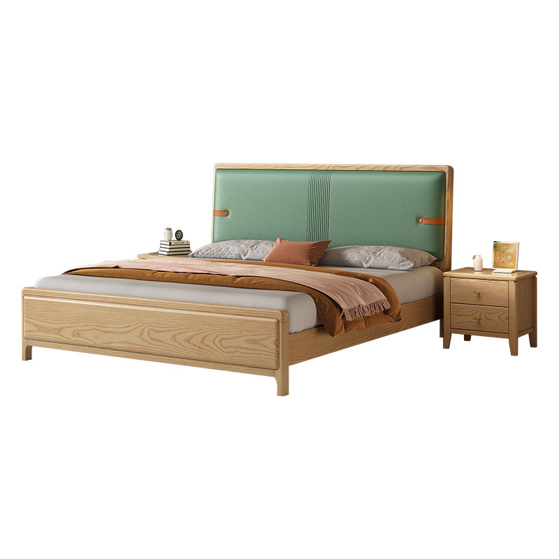 Madera de cera blanca cama de madera maciza moderna simple de 1.5m cama de matrimonio cama doble lujosa nueva cama de 1.8 bolso suave