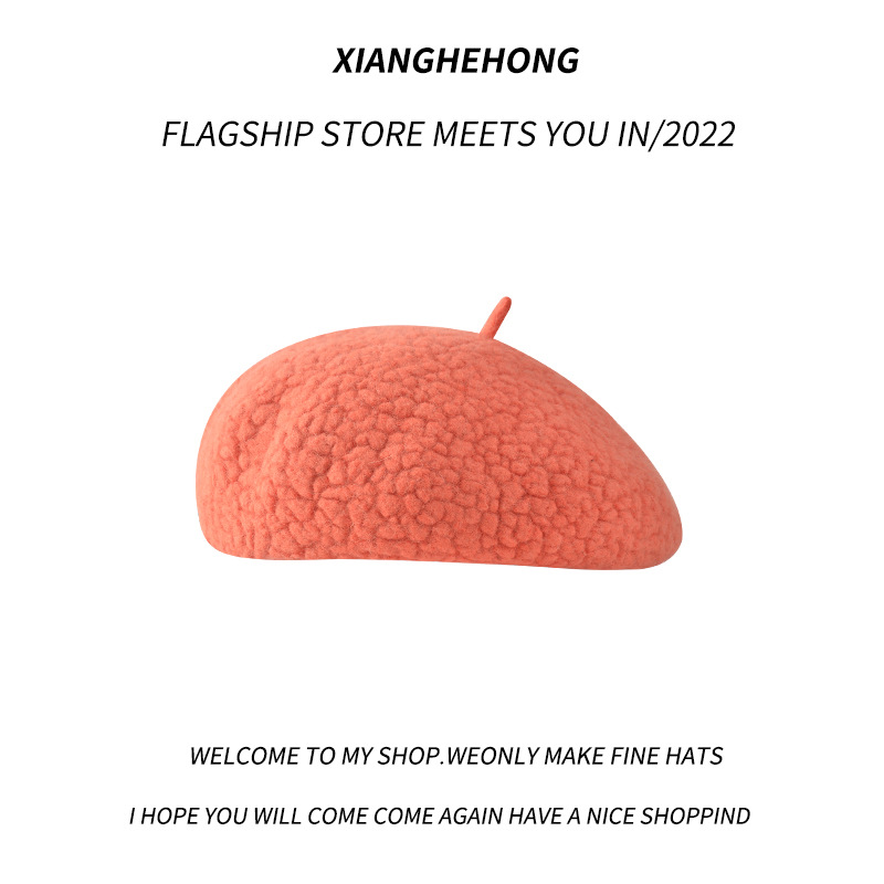 Unisex Wool beret Ladies winter Beanie pellet beret Painter cap Mushroom cap_voghion.com