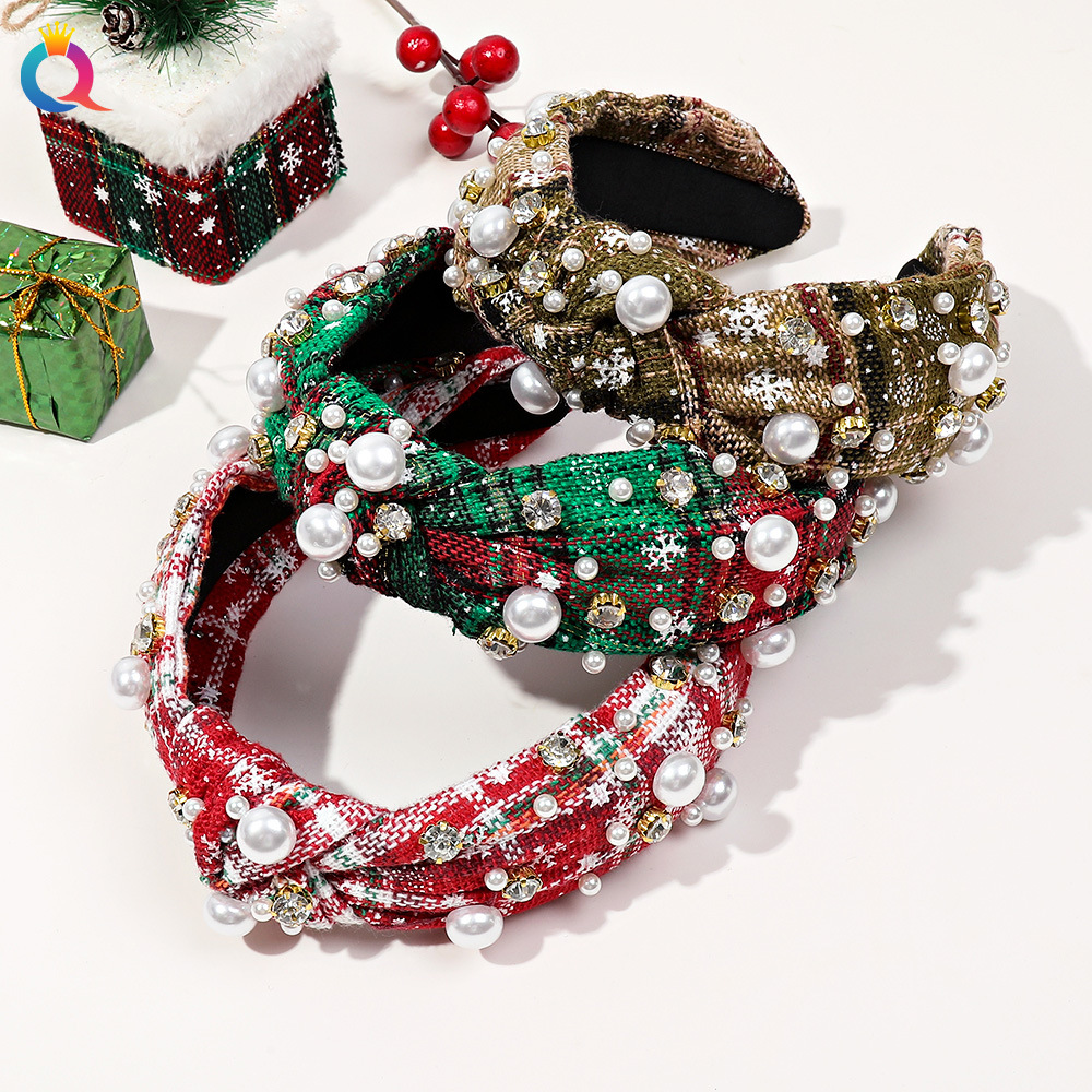 Weihnachts-haarreif Mit Strass Und Perlen Für Damen_voghion.com