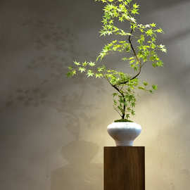 流泉枫仿真绿植高端轻奢新中式禅意茶室玄关装饰假花小型盆栽摆件