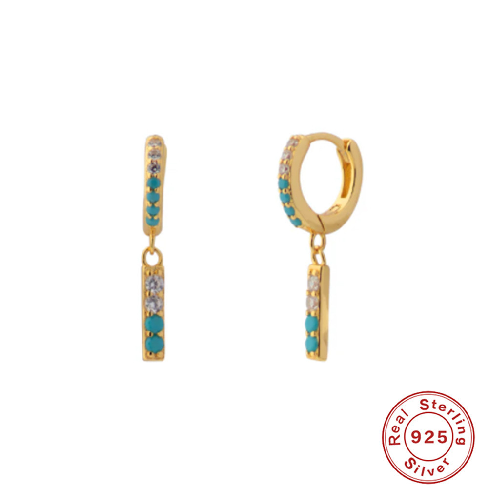 Fashion Geometric Sterling Silver Plating Inlay Artificial Gemstones Earrings