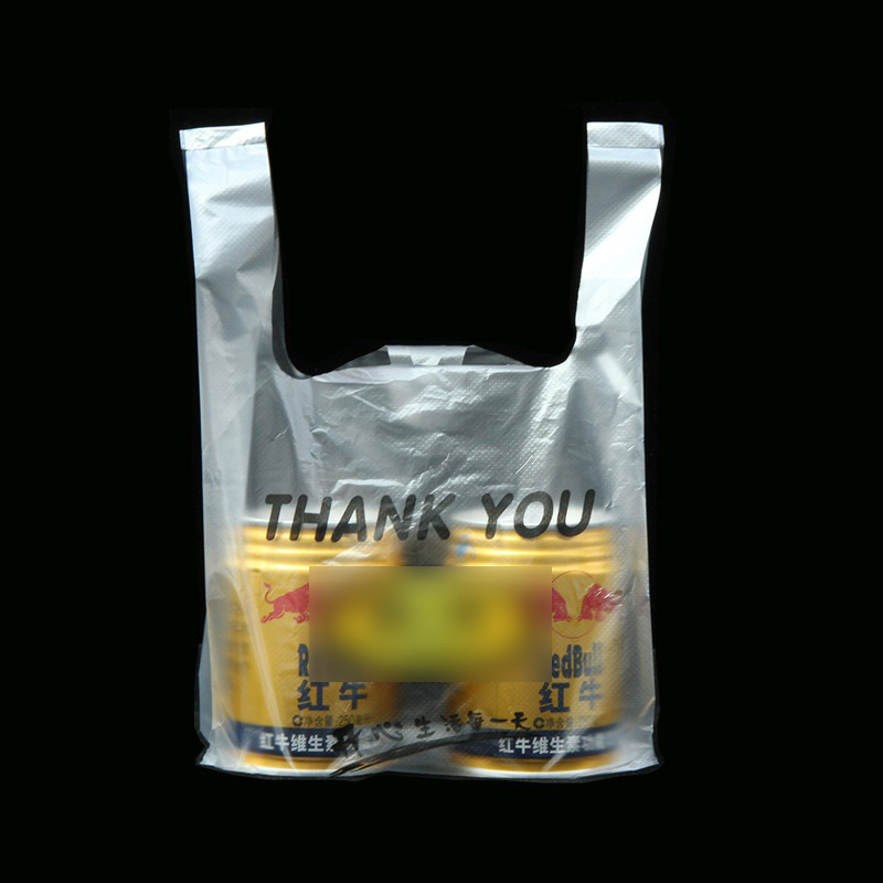 1 bolsa gruesa con diseño de cara sonriente, bolsa de plástico tipo chaleco, biodegradable, adecuada para compras en supermercados, alimentos, frutas, conveniente para empaques de comida para llevar.