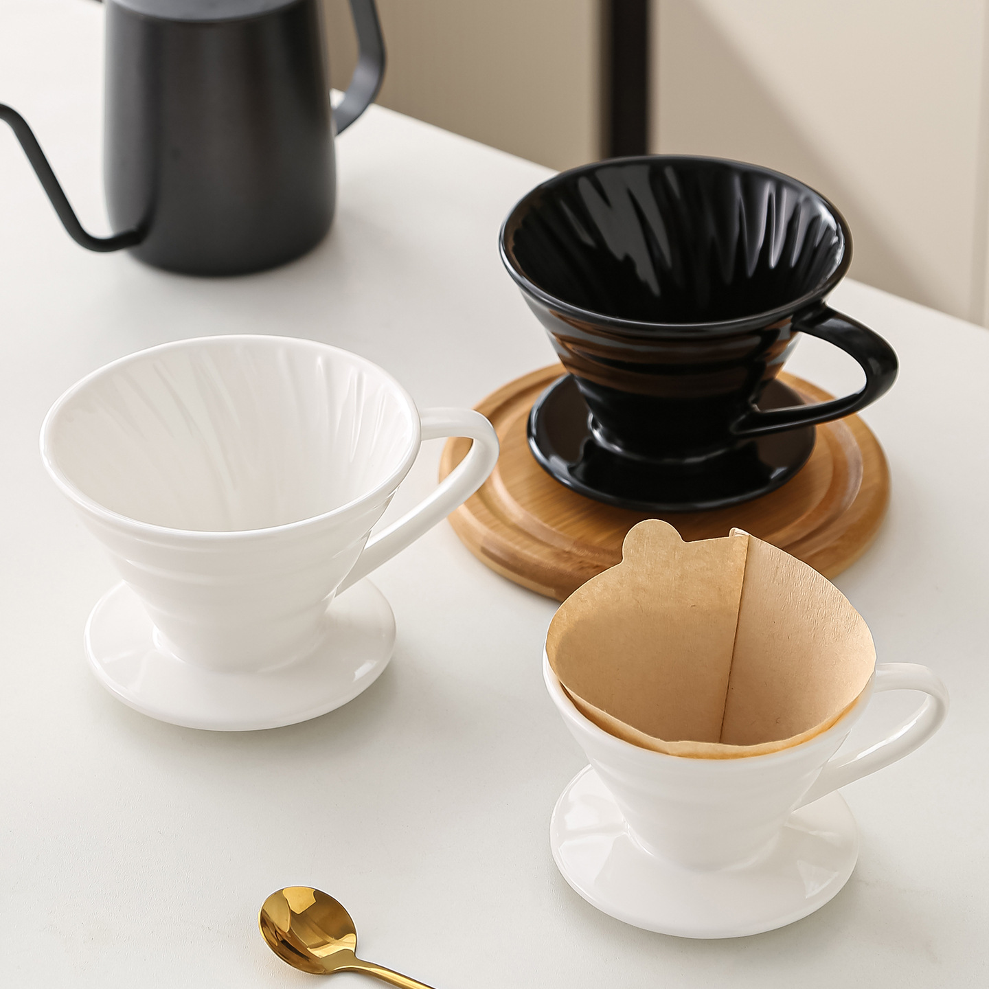 Taza Filtro de Café de Goteo V60 de Porcelana para Hogar image 2