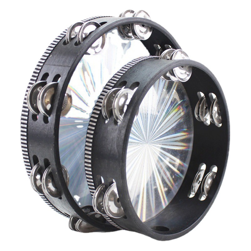 Banda de batería láser Acompañamiento 8 Instrumento de percusión Orff de 10 pulgadas Instrumento de rendimiento de jardín de infantes Pandereta láser de doble fila