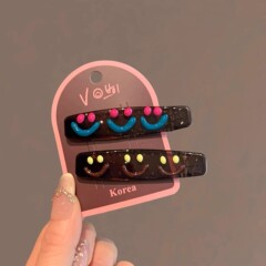 かわいい手描きのオイルドリップスマイリーフェイスカモノハシクリップサイドクリップ前髪クリップファッション韓国風ヘアクリップヘアピンヘアアクセサリー