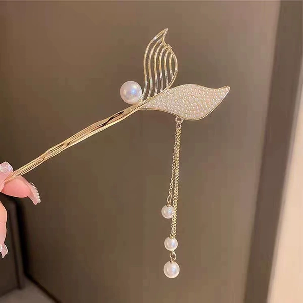 F0269 fishtail hairpin pearl style