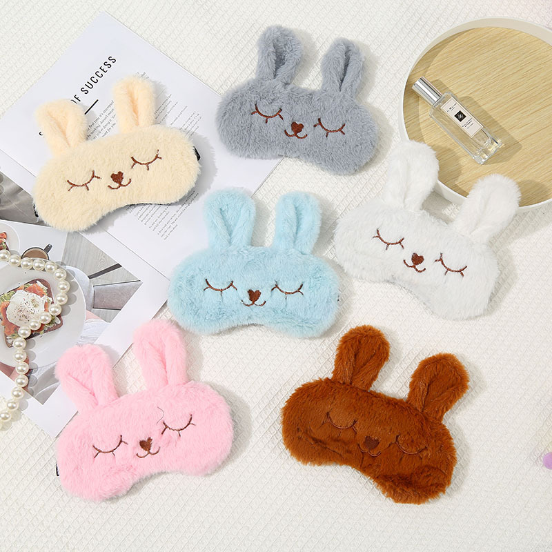 Hoogwaardig oogmasker, schattig pluche konijntje met ogen voor dames, comfortabel slaapmasker voor vliegreizen, lichtblokkerend oogmasker voor rust, groothandel._voghion.com