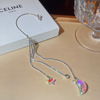 Crystal with tassels, ear clips, earrings, no pierced ears, light luxury style, simple and elegant design, bright catchy style
