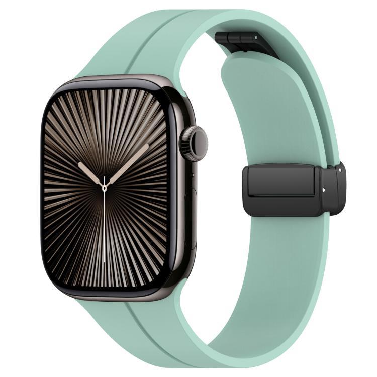 Correa de silicona con ranura plana con botón negro plegable para Apple Watch 42 - 49mm tamaño completo universal