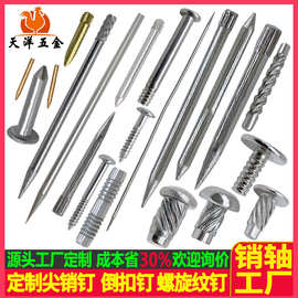 尖销轴尖销钉尖插销尖滚花轴尖轴尖针倒扣钉倒扣轴加工螺旋纹钉