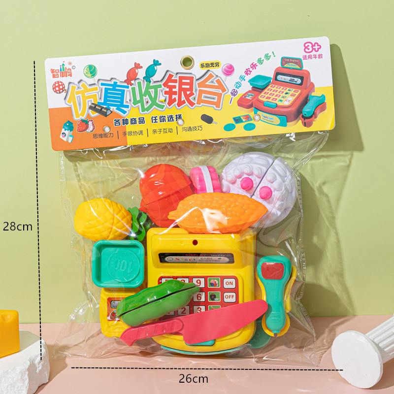 Casa de juegos para niños colección de juguetes de simulación para niños cajero juguetes cake corte fruta supermercado cajero traje