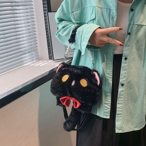 New  Winter Lolita Plush Shoulder Bag Youyou Cat Animal Doll Bag JK Crossbody Soft Cute Handbag