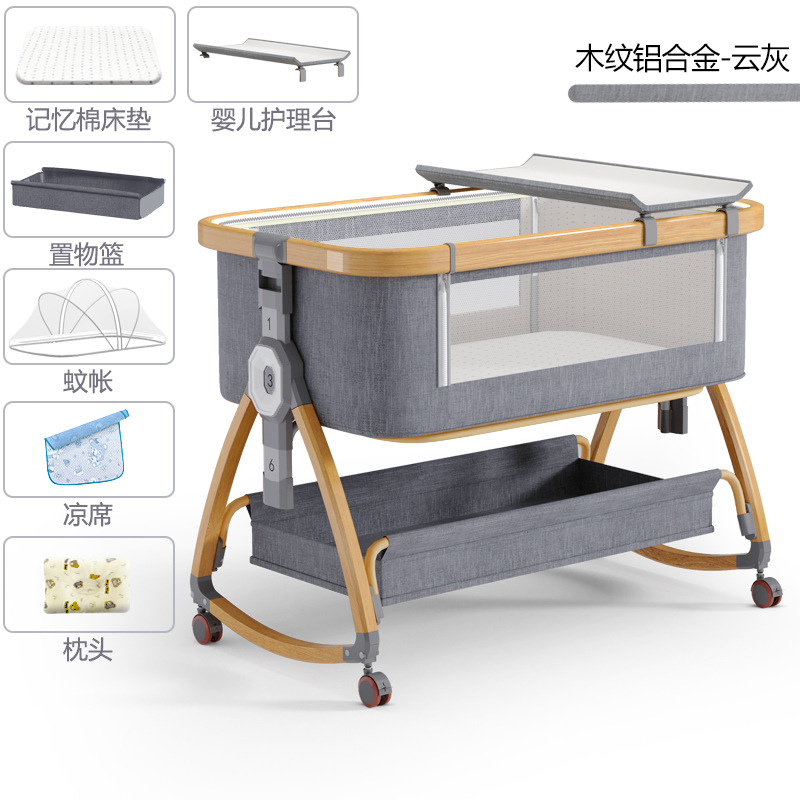 Cuna de bebé recién nacido cama costura Cama grande Baby Shaker BB cama de los niños cuna cama multifuncional móvil plegable