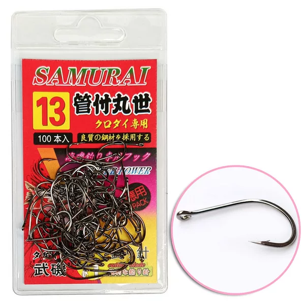 Wuhan Guanfu Marushi Marushi Fish Hook Pill Carp Hook Long Handle with Ring Barbed Japanese Imported Fishing Hook Fishing Needle