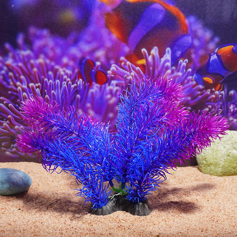 Paisaje de acuarios Fábrica de algas de hoja de cedro Venta directa al por mayor Pecera Caja de arena Decoración Simulación de plástico Plantas de plantas acuáticas Flor falsa