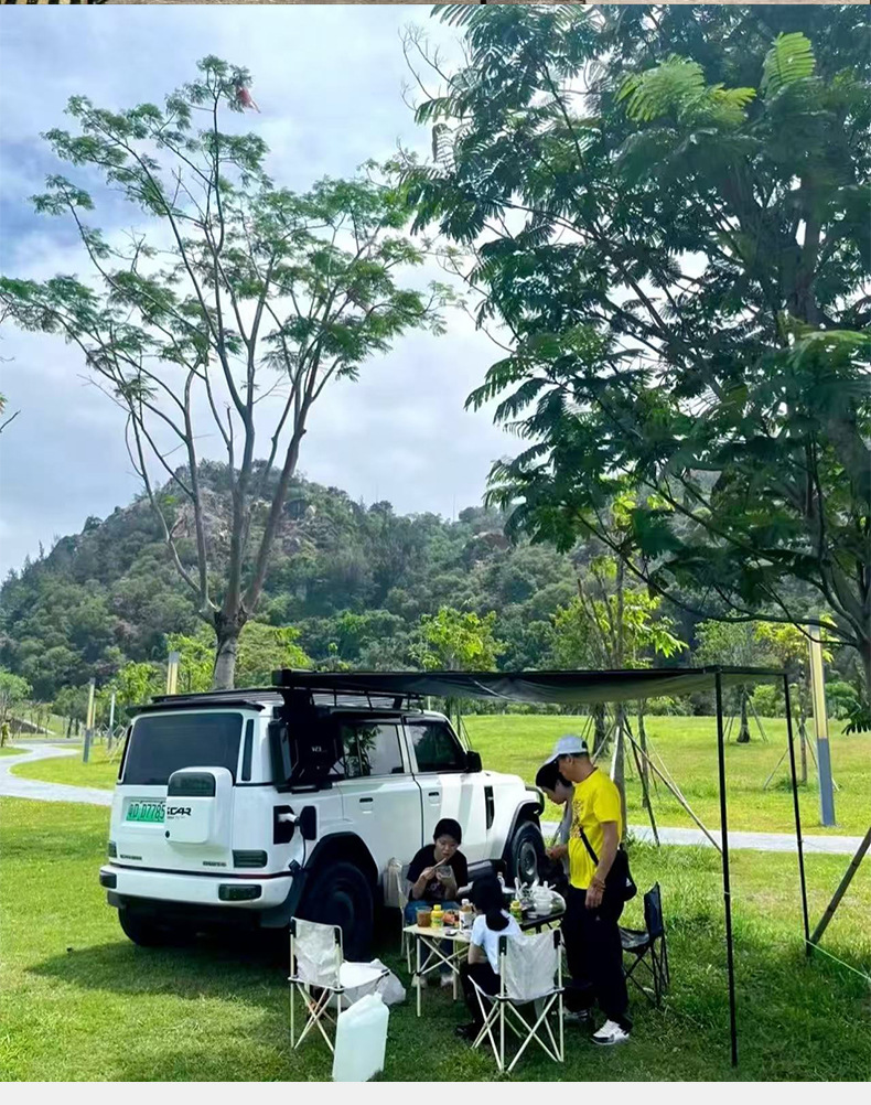 Kunhao Outdoor Vinyl Car Side Tent Canopy Tent Side Awning Off-Road Sunshade Camping Room Car-Mounted Rainproof Hard Shell
