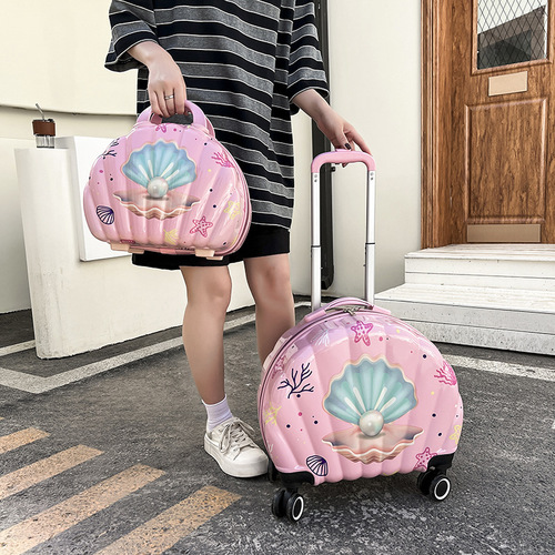 Manufacturer wholesale new cartoon cute children's shell trolley case universal wheel short-distance travel case portable cosmetic case