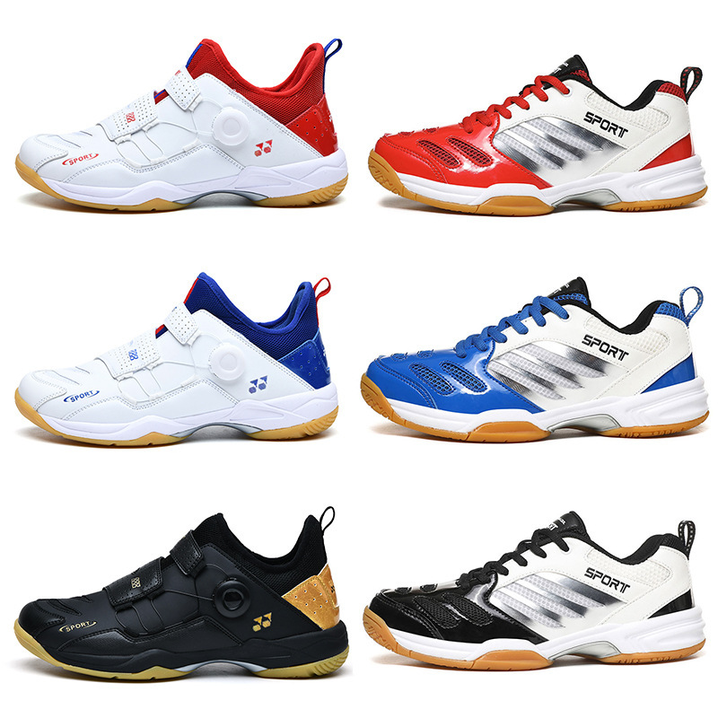 Large Size Badminton Shoes Men's Lightweight Breathable Non-Slip Rotating Buckle Women's Children's Professional Training Youth Sports Shoes