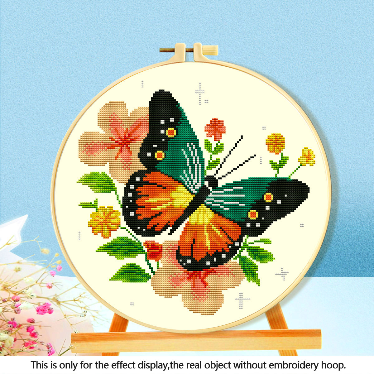 Punto de fábrica cabello lacio nueva serie de flores de mariposa transfronterizo Amazon venta caliente paquete de material de bricolaje de punto de cruz