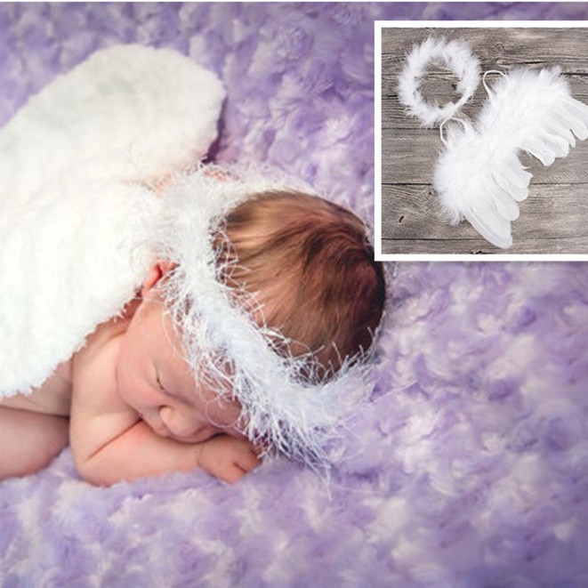 Recién Nacido fotografía ropa Luna Llena foto bebé Ángel pluma alas fotografía lindo mini
