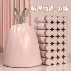 巾着ゴミ袋は厚くて壊れにくい、持ち手付き、持ち運び可能な極厚、破れない、キッチン専用、大型、家庭用