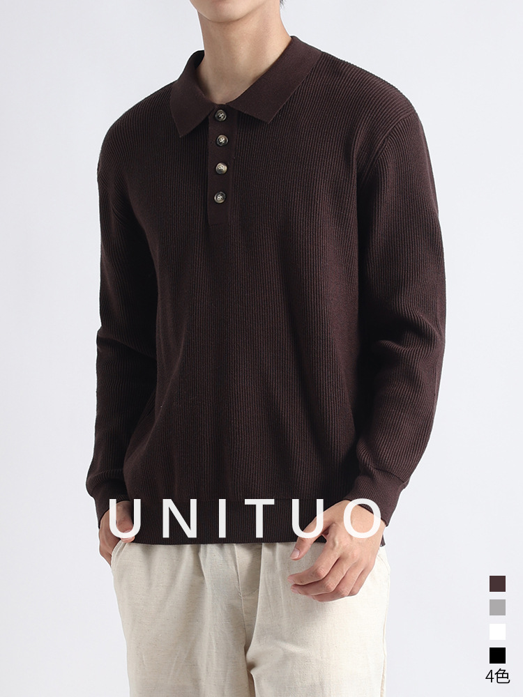 Suéter de polo de lujo ligero de lujo de lujo de lujo de alto nivel, polo de punto con collar casual para hombres