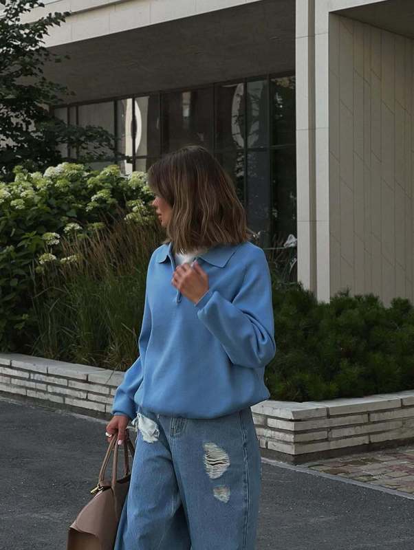 跨境热销纯色高级感POLO卫衣女潮牌早秋外穿百搭慵懒风长袖上衣女|undefined
