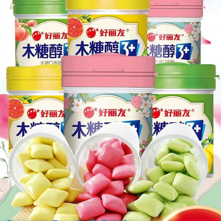 好丽友口香糖木糖醇Q立方3罐薄荷水果味花香味软糖清新口气批发