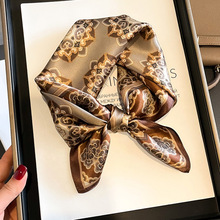 真丝丝巾女高级感大牌桑蚕丝薄款时尚小方巾领巾装饰护颈披肩发带