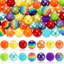 50颗彩虹泡泡糖珠20mm彩色树脂钻球手工串珠笔钥匙扣diy制作散珠