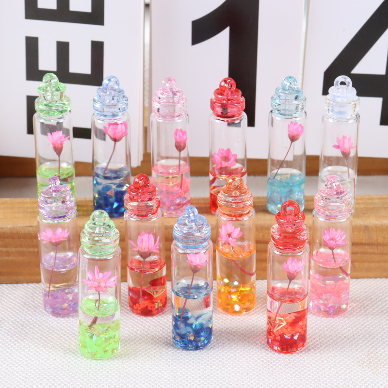 Luminous quicksand bottle eternal flower glass pendant drifting bottle diy keychain earrings earrings accessories decorative materials Luminous quicksand bottle eternal flower glass pendant drifting bottle diy keychain earrings earrings accessories decorative materials
