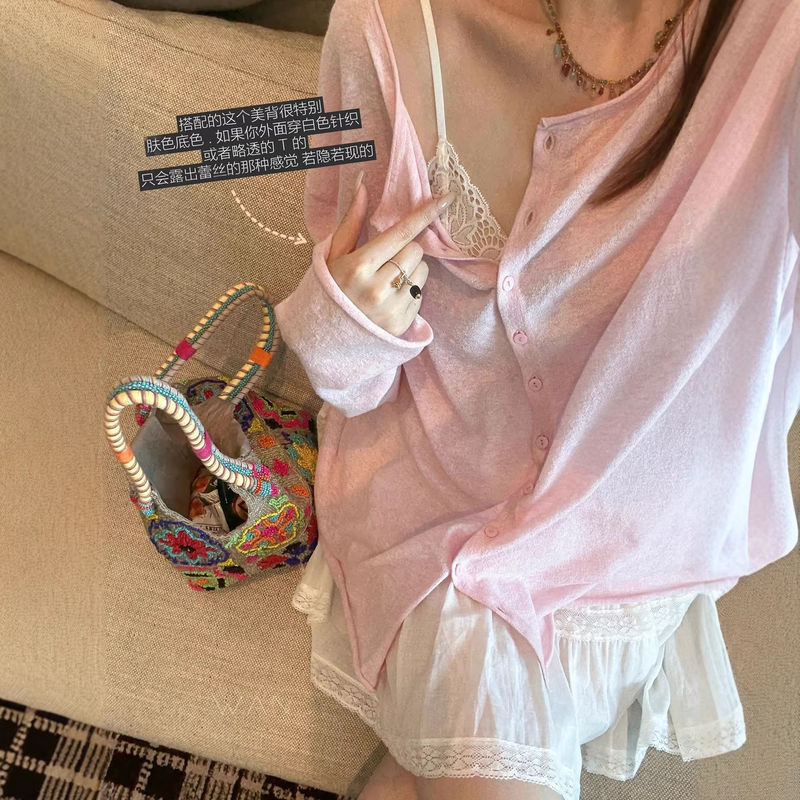 Mx3/23 at 19:00: Linen-Cotton Cool and Refreshing Reversible Sun Protection Air Conditioning Knit Cardigan