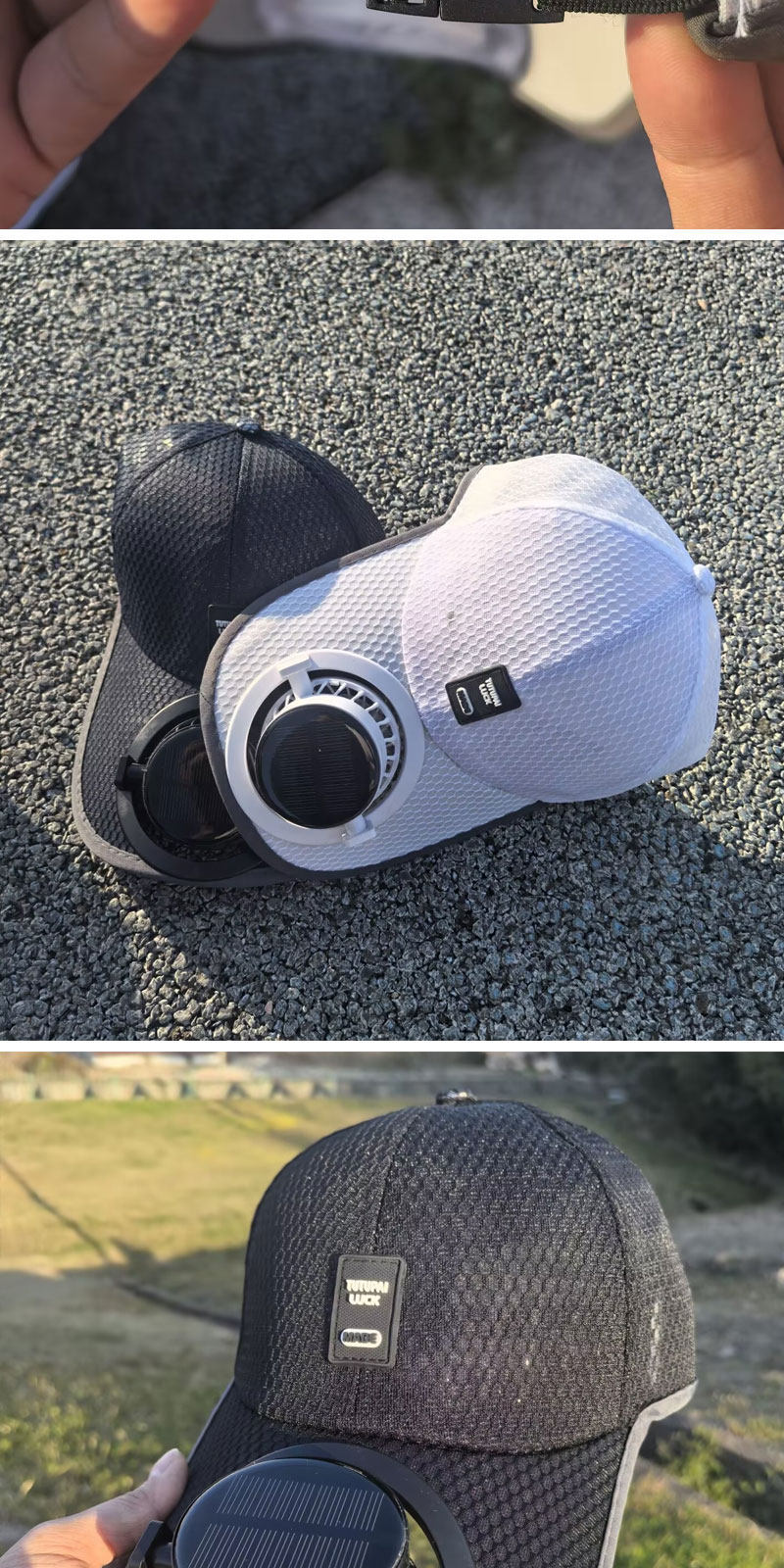 Cappellino da baseball ricaricabile usb con ventilatore solare_voghion.com