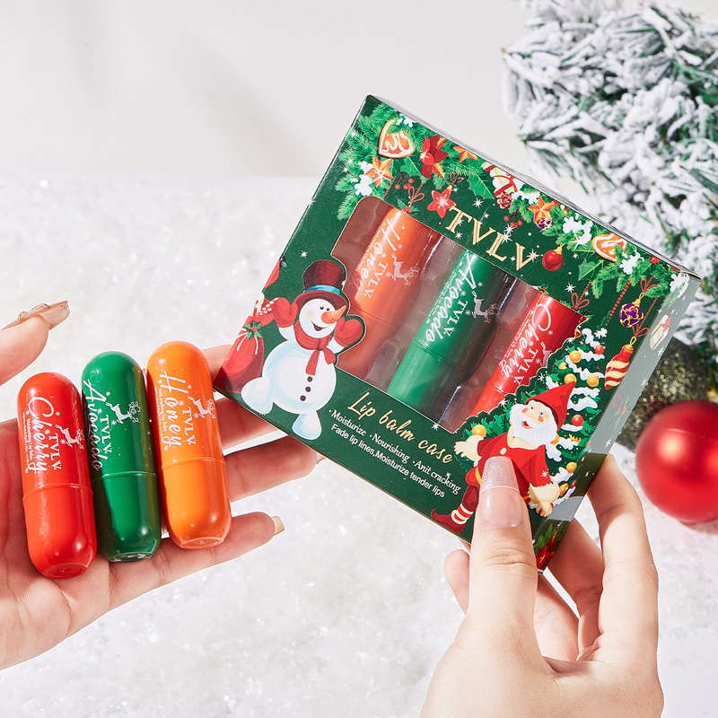 越境TVLVクリスマス保湿リップクリームセット、保湿リップマスク、乾燥防止、新年リップクリーム化粧品|undefined