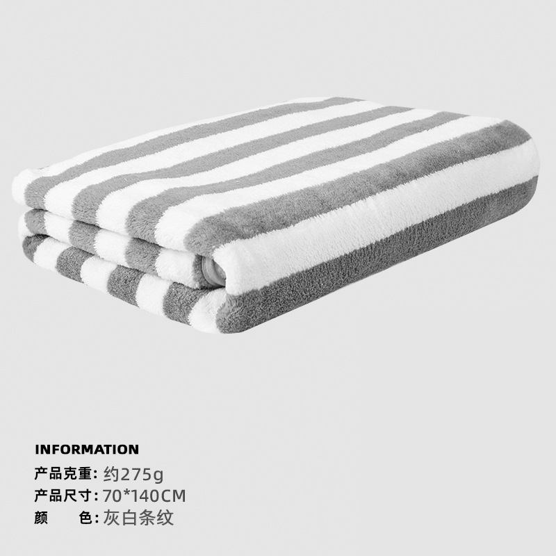 Toallas de baño de lana de coral a rayas para adultos, toallitas de playa personalizadas para bebés, toallas de baño al por mayor