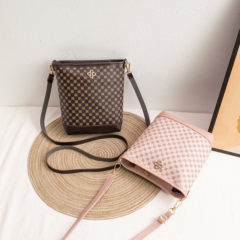 Bolso de Balde Retro con Estampado de PU con Cierre de Cremallera para Uso Diario