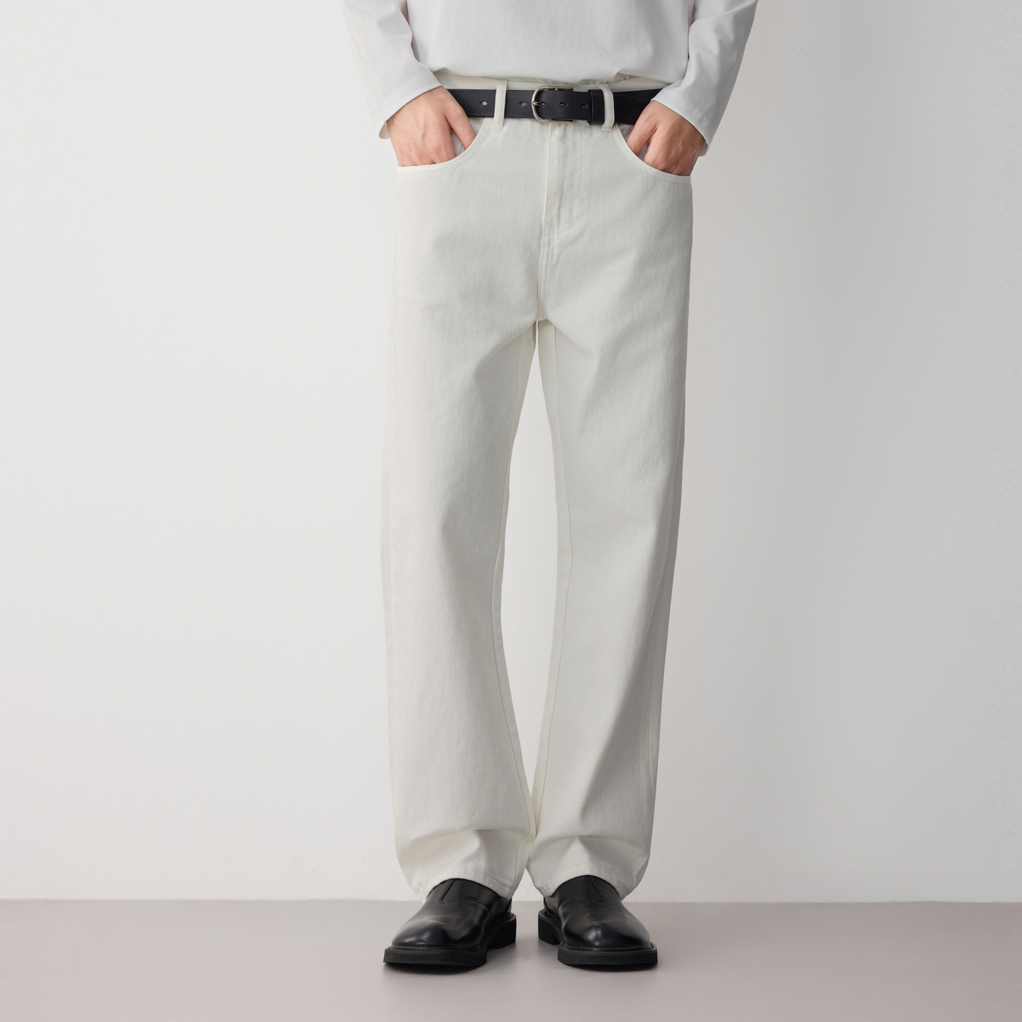 Quần jean nam slim công sở cotton cao cấp — trắng