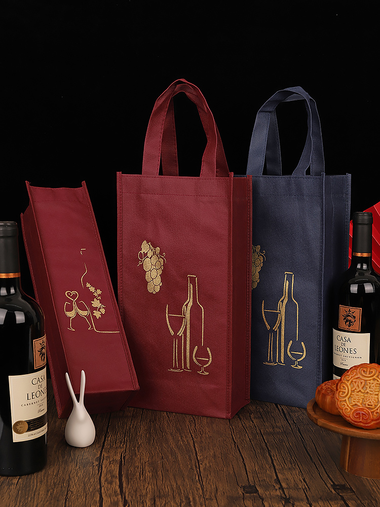 Festival de Primavera bolsa de vino no tejida bolsa de regalo doble paquete de regalo grueso se puede personalizar