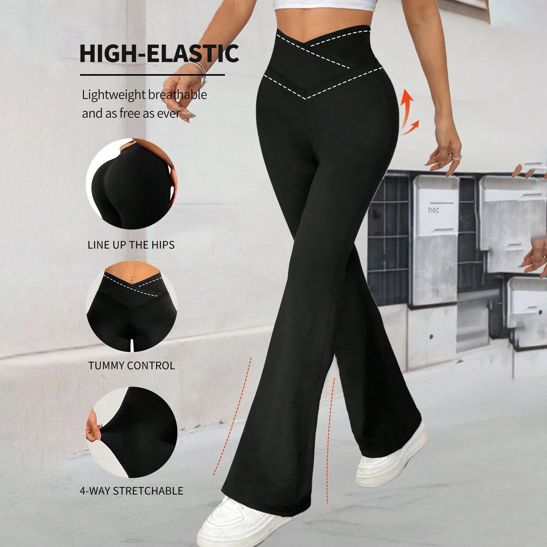 2025 Cross-Border New Style Cross High-Waist Hip-Lifting Fitness Nude High-Elastic Yoga Boot-Cut Pants Casual Sports Pants for Women