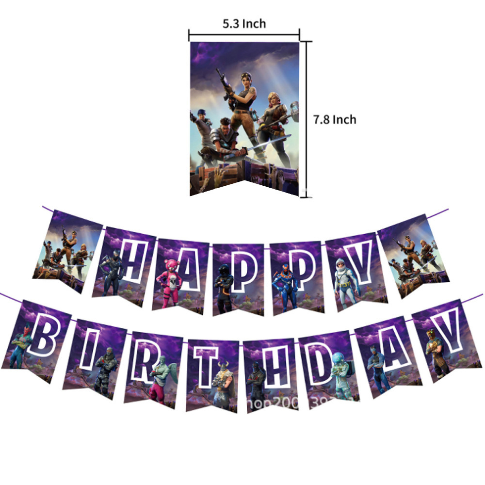 Cross-Border Shooting Game Party Theme Decorations Fortnite Birthday Flags Children's Party Banners Wholesale