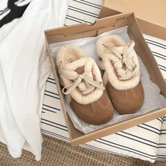GOVACAY·翻毛皮系带毛绒拖鞋 勃肯鞋舒适春秋冬