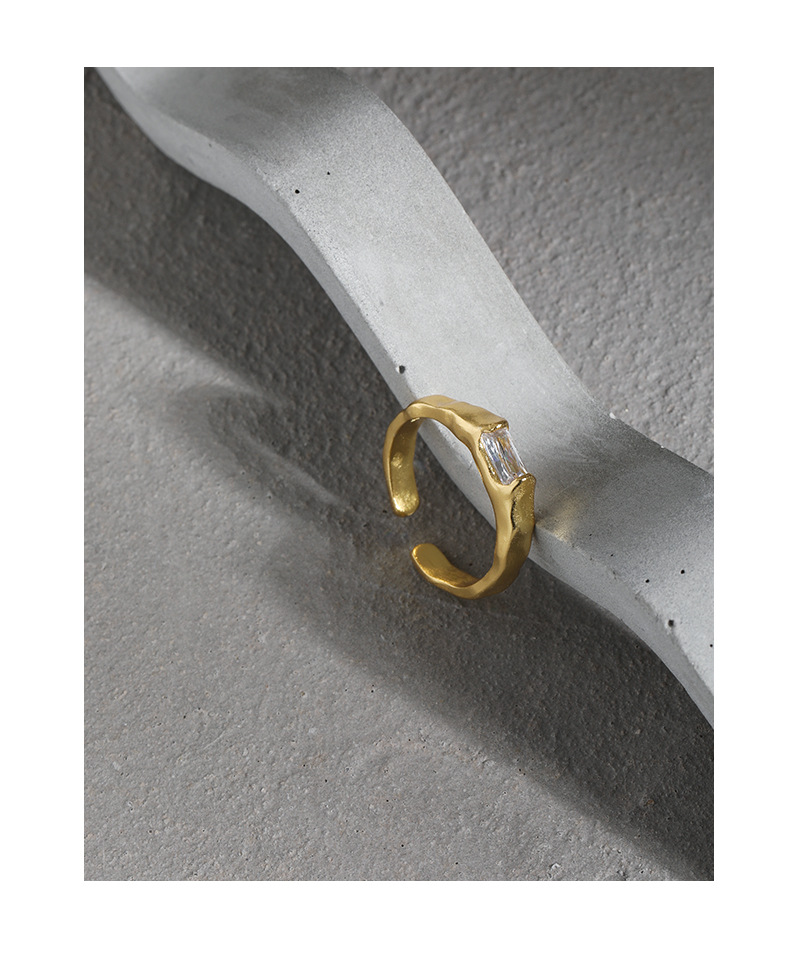 Simple Style Geometric Sterling Silver Plating Zircon Open Ring 1 Piece