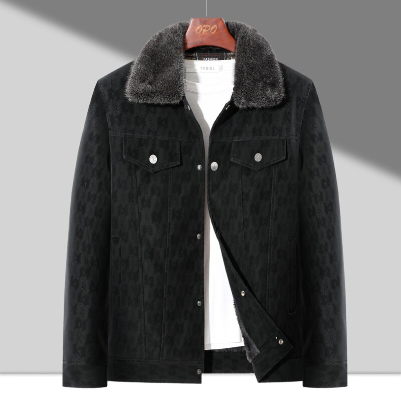 Whole Net Low Price Winter fleece-lined Thickened Trendy Fashion Short Lapel Fur Collar Casual Jacket Leather Jacket Men's Wear Whole Net Low Price Winter fleece-lined Thickened Trendy Fashion Short Lapel Fur Collar Casual Jacket Leather Jacket Men's Wear