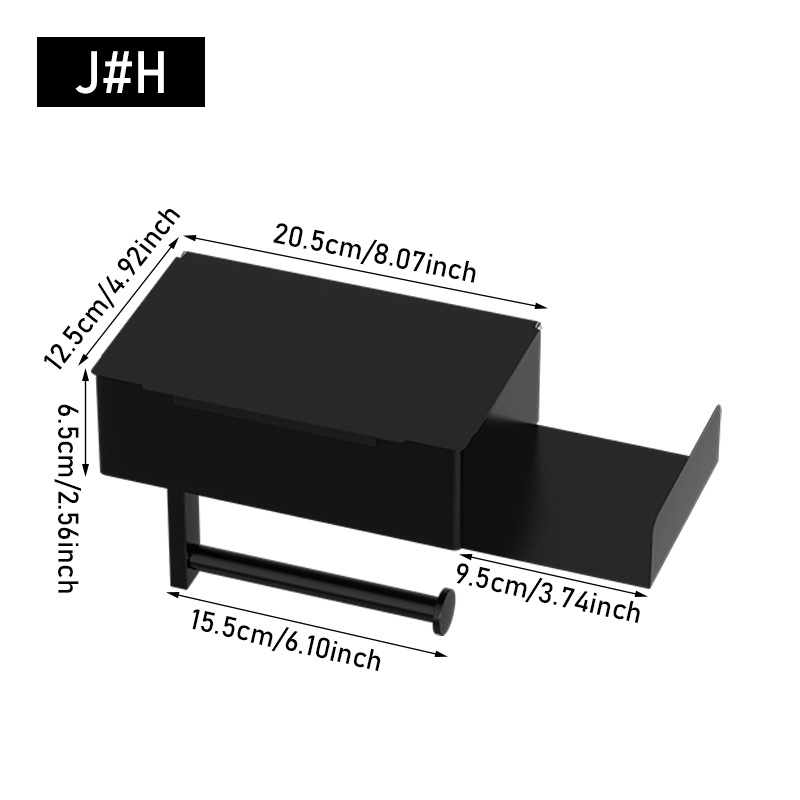 Transfronterizo Amazon caja de pañuelos de acero inoxidable negro titular de teléfono móvil baño Baño montado en la pared titular de rollo de tejido