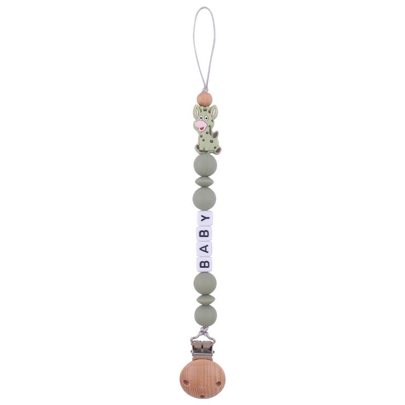 Nuevo bebé suministros de silicona chupete Cadena de dibujos animados animal jirafa silicona mordedura chupete cadena anti-gota cadena